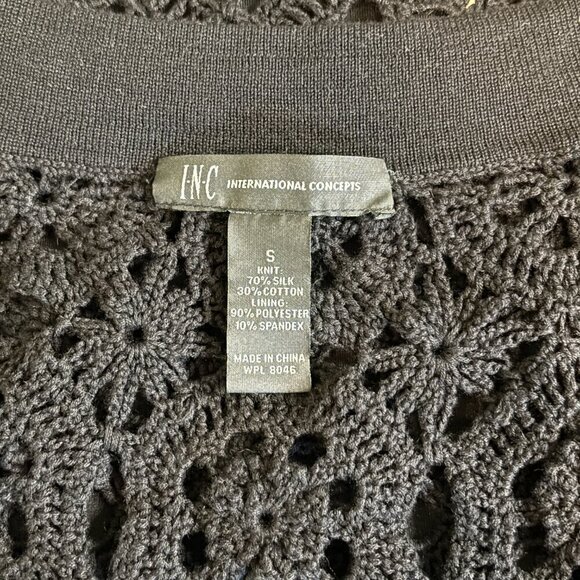 INC International Concepts Black Crochet Tunic Top | Women’s Small - Picture 8 of 8